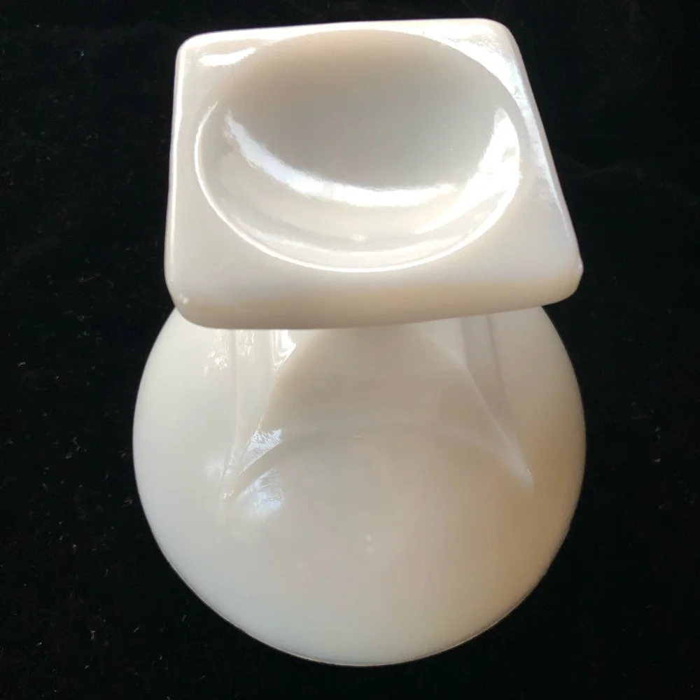 Vintage Art Deco Milk Glass Footed Pedestal Bowl / Vase  5